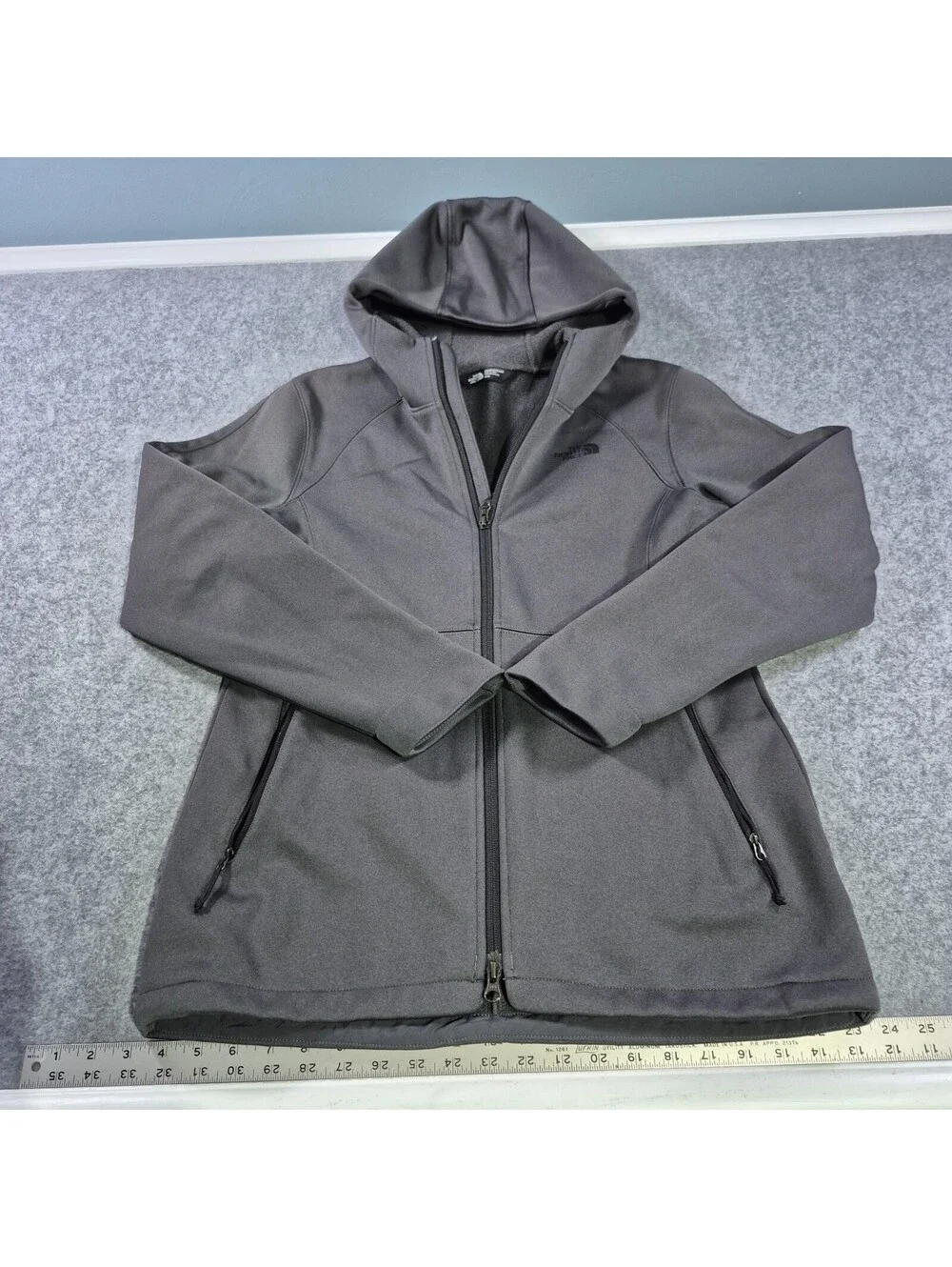The North Face Jacket Mens Dalk Gray WindWall Fleece Lined Full Zip Soft Shell